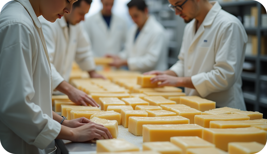 team working on soap inspection