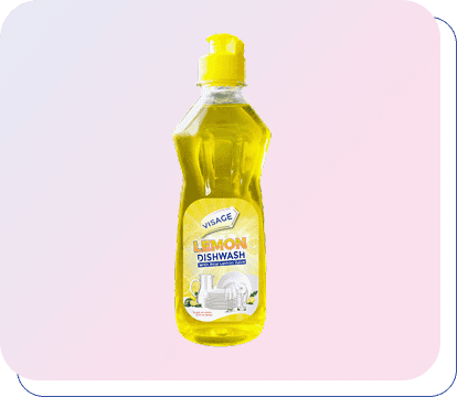 Visage Dish wash bottle with clean dishes.